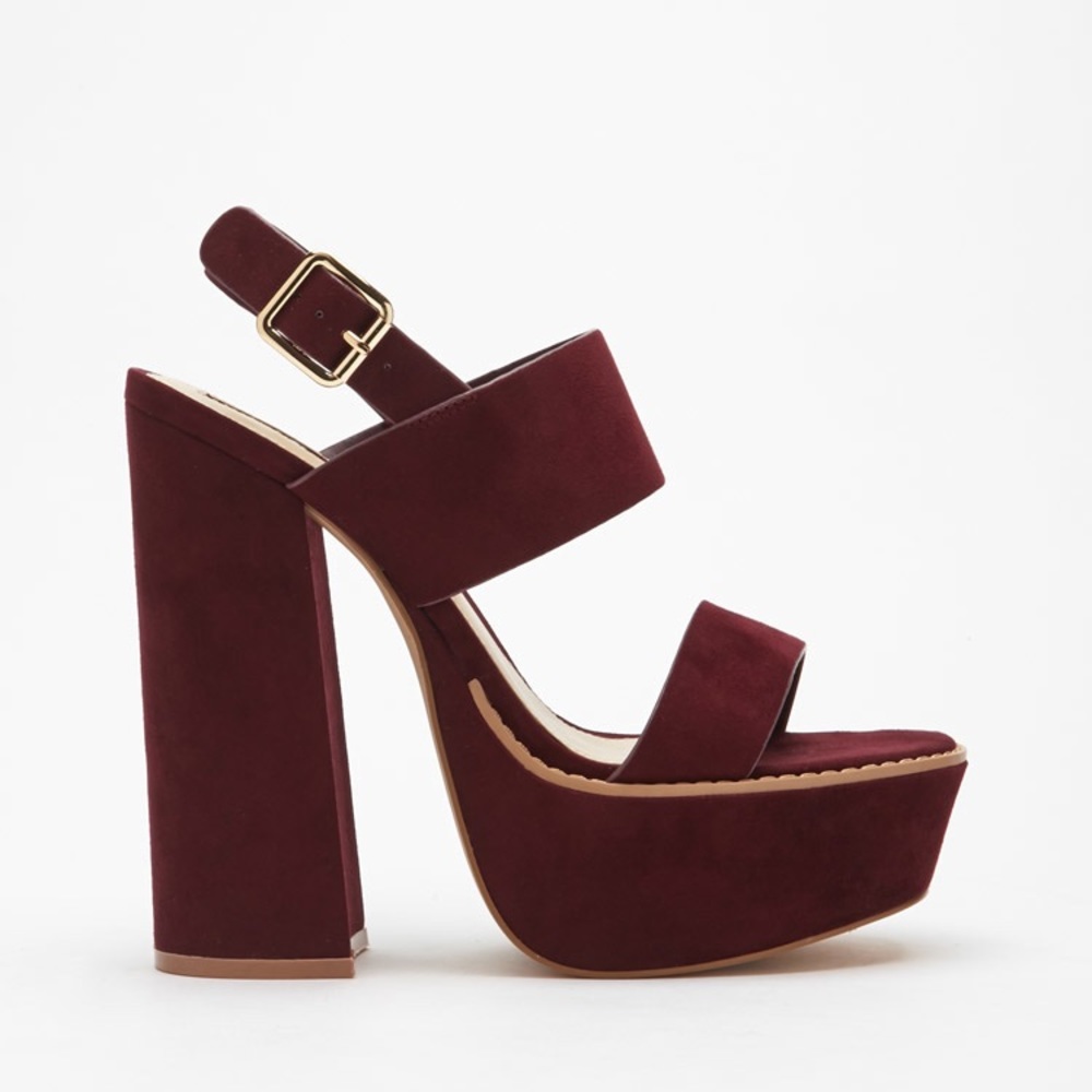 Burgundy faux suede heels